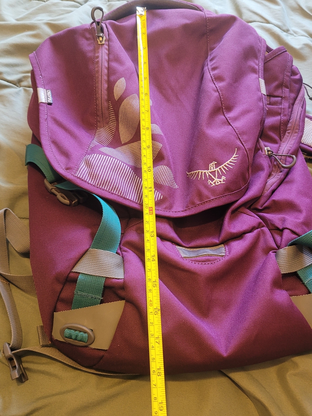 OSPREY Flap Jill Women's Purple Backpack with Teal Accents 20ltr Daybag Laptop - Picture 5 of 12